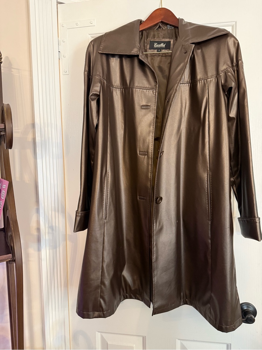Rosetti Brown Faux Leather Trench Coat